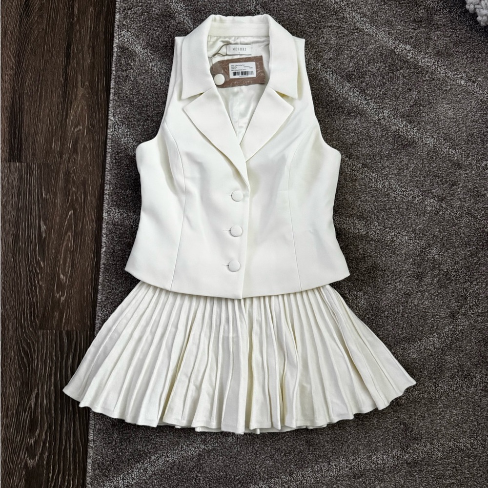 NWT Meshki Mura Vest AND Wendy Pleated Mini Skirt SET
